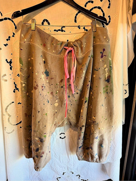 Magnolia Pearl Pants - Magnolia Pearl PJB La Jolla Joggers Cotton Paint-Splatter Pants Brown